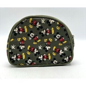 Mickey Mouse Bag Pouch approx 5"X6.5" Green Zip Dome Style Disney